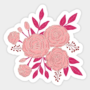 Delicate roses - Pink on white background Sticker